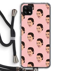 CaseCompany Ugly Cry Call: Samsung Galaxy A22 5G Transparant Hoesje met koord