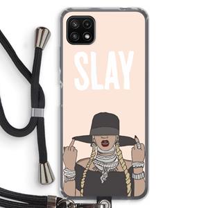 CaseCompany Slay All Day: Samsung Galaxy A22 5G Transparant Hoesje met koord