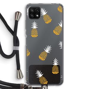 CaseCompany Ananasjes: Samsung Galaxy A22 5G Transparant Hoesje met koord