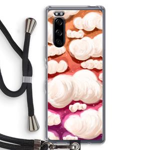 CaseCompany Katoen Wolken: Sony Xperia 5 Transparant Hoesje met koord