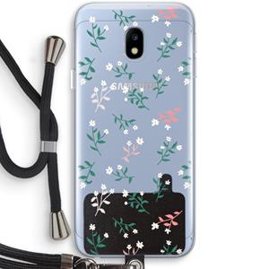 CaseCompany Small white flowers: Samsung Galaxy J3 (2017) Transparant Hoesje met koord