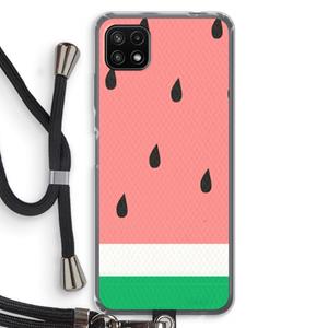 CaseCompany Watermeloen: Samsung Galaxy A22 5G Transparant Hoesje met koord