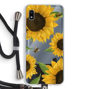 CaseCompany Sunflower and bees: Samsung Galaxy A10 Transparant Hoesje met koord