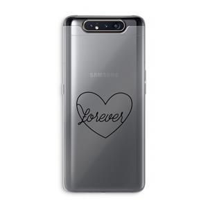 CaseCompany Forever heart black: Samsung Galaxy A80 Transparant Hoesje
