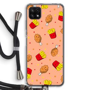 CaseCompany Chicken 'n Fries: Samsung Galaxy A22 5G Transparant Hoesje met koord
