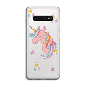 CaseCompany Roze eenhoorn: Samsung Galaxy S10 4G Transparant Hoesje