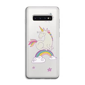 CaseCompany Regenboog eenhoorn: Samsung Galaxy S10 4G Transparant Hoesje