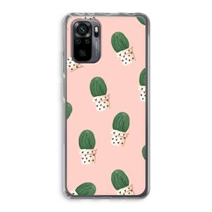 CaseCompany Cactusprint roze: Xiaomi Redmi Note 10 Pro Transparant Hoesje