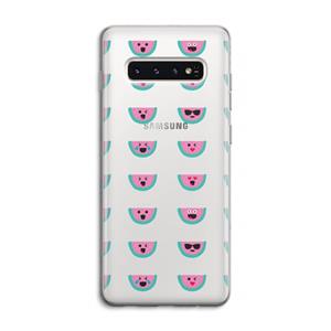 CaseCompany Smiley watermeloenprint: Samsung Galaxy S10 4G Transparant Hoesje