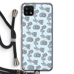 CaseCompany Poezen: Samsung Galaxy A22 5G Transparant Hoesje met koord