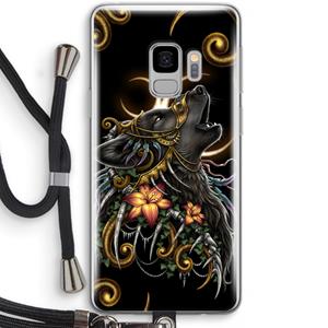 CaseCompany Huilende Wolf: Samsung Galaxy S9 Transparant Hoesje met koord