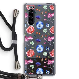 CaseCompany Bloemetjes: Sony Xperia 5 Transparant Hoesje met koord