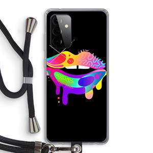 CaseCompany Lip Palette: Samsung Galaxy A72 5G Transparant Hoesje met koord