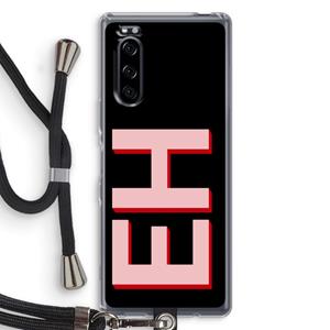 CaseCompany Monogram: Sony Xperia 5 Transparant Hoesje met koord