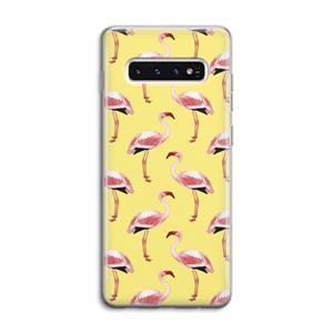 CaseCompany Flamingo's geel: Samsung Galaxy S10 4G Transparant Hoesje