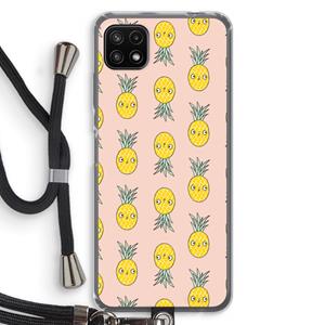 CaseCompany Ananas: Samsung Galaxy A22 5G Transparant Hoesje met koord