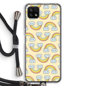 CaseCompany Regenboog: Samsung Galaxy A22 5G Transparant Hoesje met koord