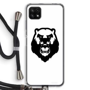 CaseCompany Angry Bear (white): Samsung Galaxy A22 5G Transparant Hoesje met koord