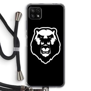 CaseCompany Angry Bear (black): Samsung Galaxy A22 5G Transparant Hoesje met koord