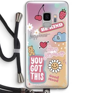 CaseCompany Positivity: Samsung Galaxy S9 Transparant Hoesje met koord