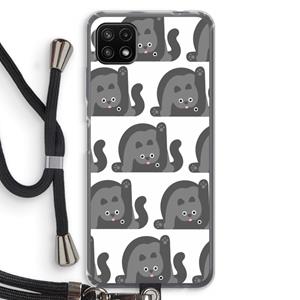 CaseCompany Cats: Samsung Galaxy A22 5G Transparant Hoesje met koord