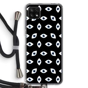 CaseCompany Eyes pattern: Samsung Galaxy A22 5G Transparant Hoesje met koord