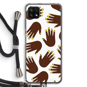 CaseCompany Hands dark: Samsung Galaxy A22 5G Transparant Hoesje met koord