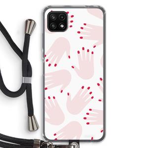 CaseCompany Hands pink: Samsung Galaxy A22 5G Transparant Hoesje met koord