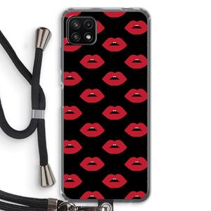 CaseCompany Lips: Samsung Galaxy A22 5G Transparant Hoesje met koord