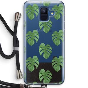 CaseCompany Monstera leaves: Samsung Galaxy A6 (2018) Transparant Hoesje met koord