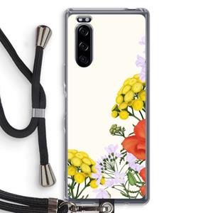 CaseCompany Wilde bloemen: Sony Xperia 5 Transparant Hoesje met koord