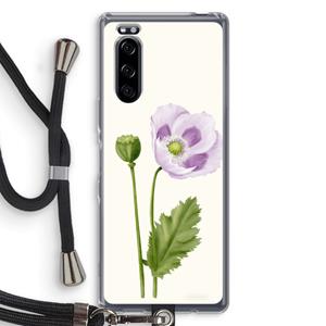 CaseCompany Purple poppy: Sony Xperia 5 Transparant Hoesje met koord