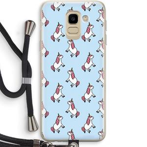 CaseCompany Eenhoorns overal: Samsung Galaxy J6 (2018) Transparant Hoesje met koord