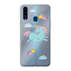 CaseCompany Vliegende eenhoorn: Samsung Galaxy A20s Transparant Hoesje