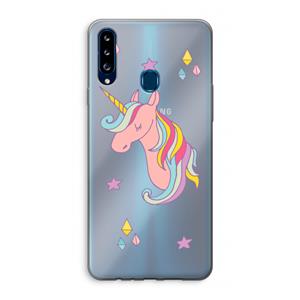 CaseCompany Roze eenhoorn: Samsung Galaxy A20s Transparant Hoesje