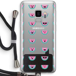 CaseCompany Smiley watermeloenprint: Samsung Galaxy S9 Transparant Hoesje met koord