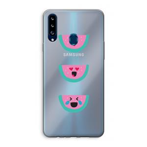 CaseCompany Smiley watermeloen: Samsung Galaxy A20s Transparant Hoesje