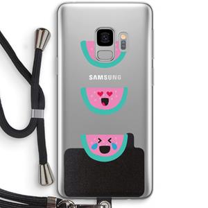 CaseCompany Smiley watermeloen: Samsung Galaxy S9 Transparant Hoesje met koord