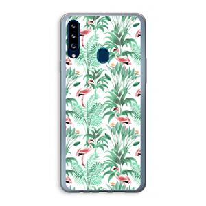 CaseCompany Flamingo bladeren: Samsung Galaxy A20s Transparant Hoesje