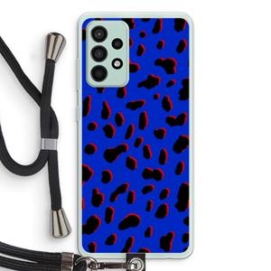 CaseCompany Blue Leopard: Samsung Galaxy A52s 5G Transparant Hoesje met koord