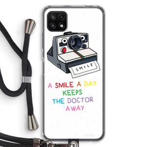 CaseCompany Smile: Samsung Galaxy A22 5G Transparant Hoesje met koord