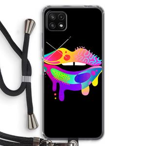 CaseCompany Lip Palette: Samsung Galaxy A22 5G Transparant Hoesje met koord