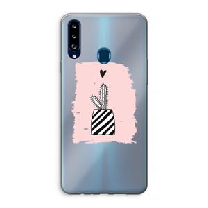 CaseCompany Zwart-wit cactus: Samsung Galaxy A20s Transparant Hoesje