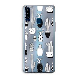 CaseCompany Cactusmotief: Samsung Galaxy A20s Transparant Hoesje