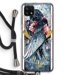 CaseCompany Golden Raven: Samsung Galaxy A22 5G Transparant Hoesje met koord