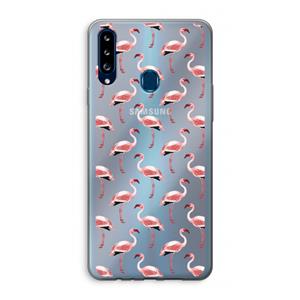 CaseCompany Flamingoprint groen: Samsung Galaxy A20s Transparant Hoesje