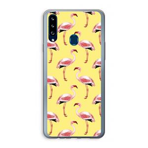 CaseCompany Flamingo's geel: Samsung Galaxy A20s Transparant Hoesje