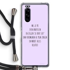 CaseCompany Relatief: Sony Xperia 5 Transparant Hoesje met koord