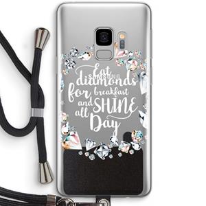CaseCompany Diamonds: Samsung Galaxy S9 Transparant Hoesje met koord