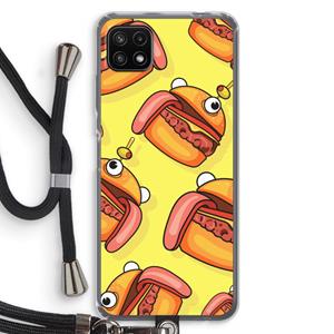 CaseCompany Hamburger: Samsung Galaxy A22 5G Transparant Hoesje met koord